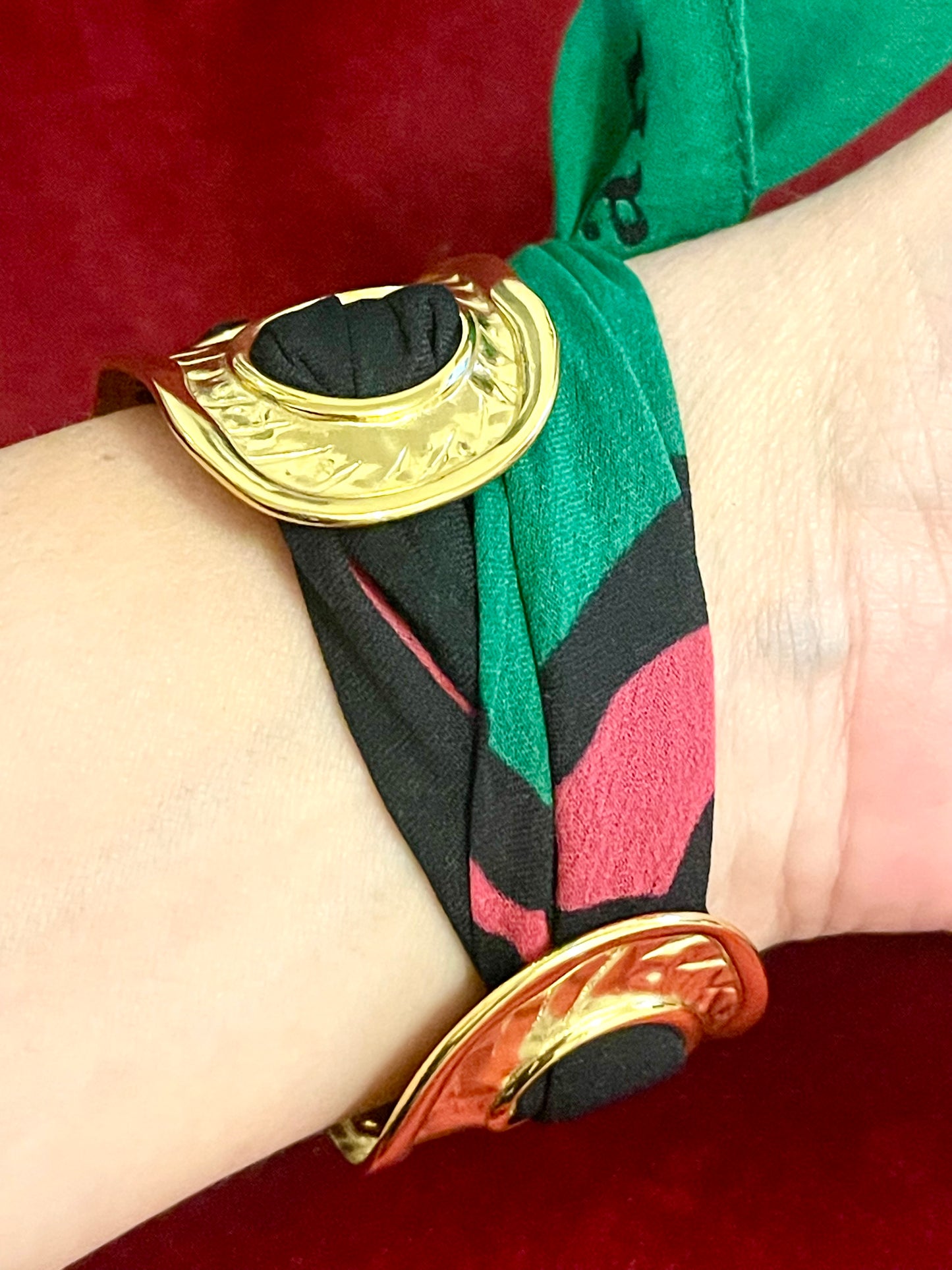 Christian Dior Vintage Scarf Gold Bracelet