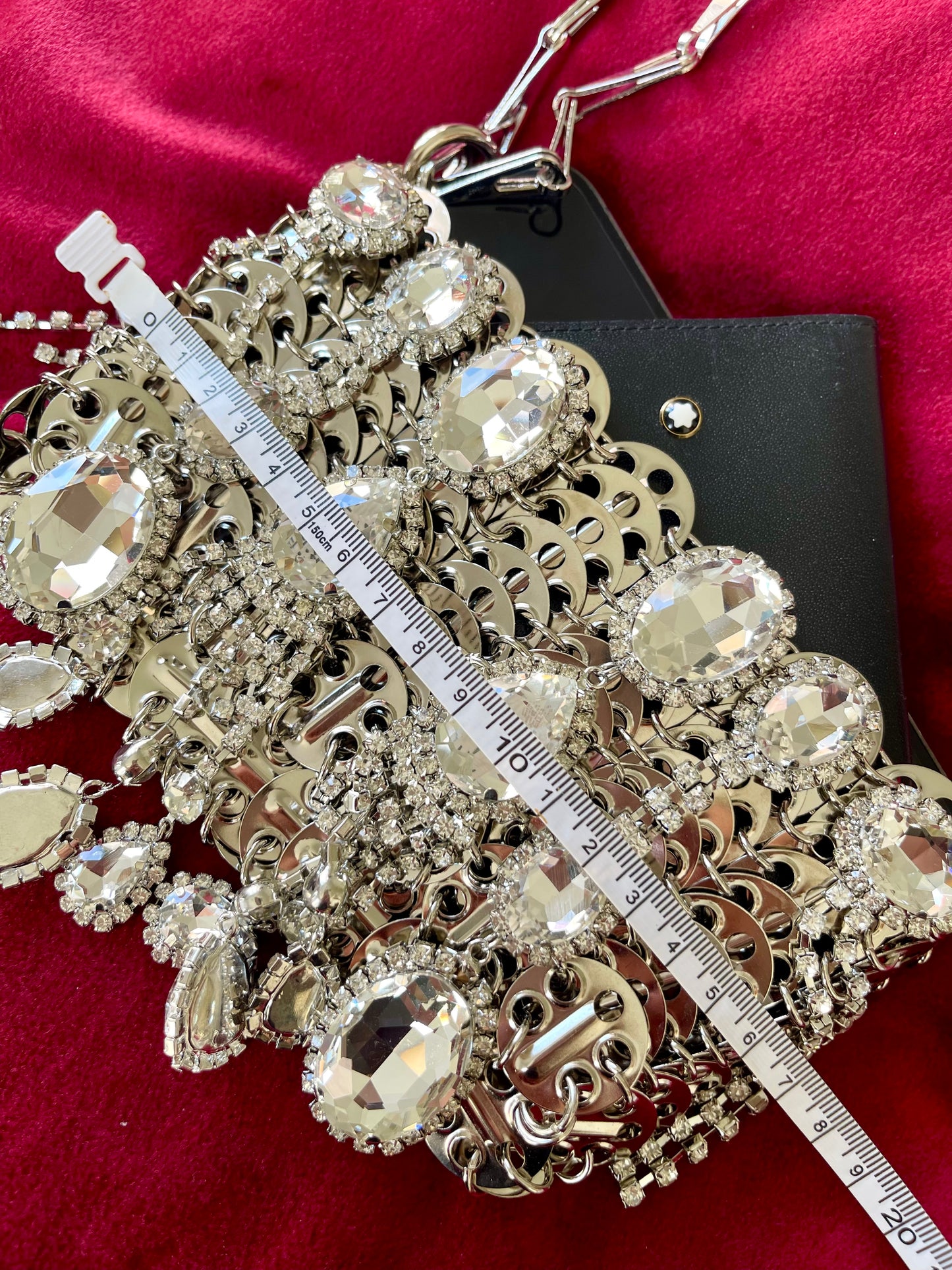 Metal Crystal Charms Bag Phone Holder Style Paco Rabanne