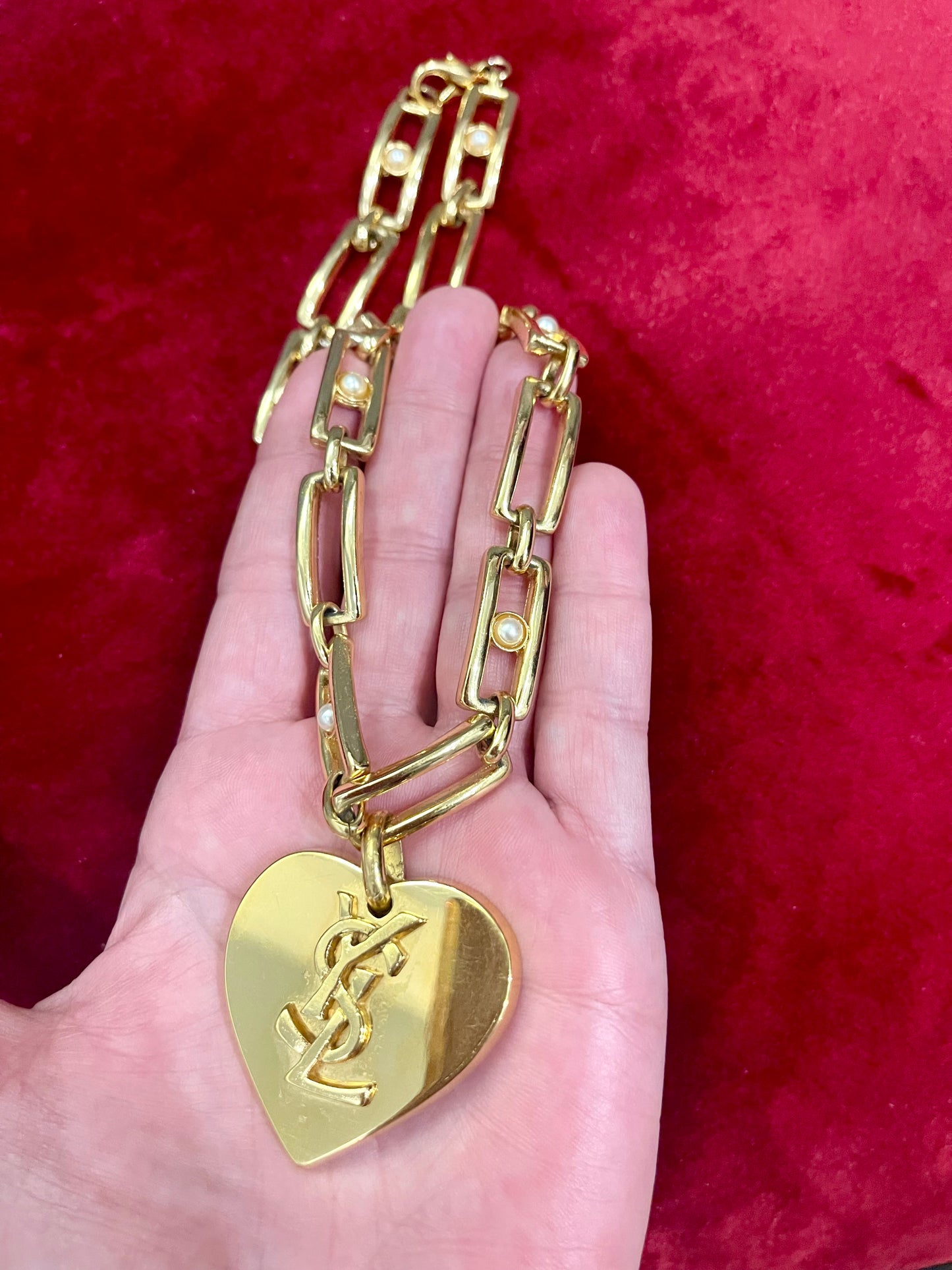 Vintage Yves Saint Laurent Authentic Heart Pendant Orena Necklace