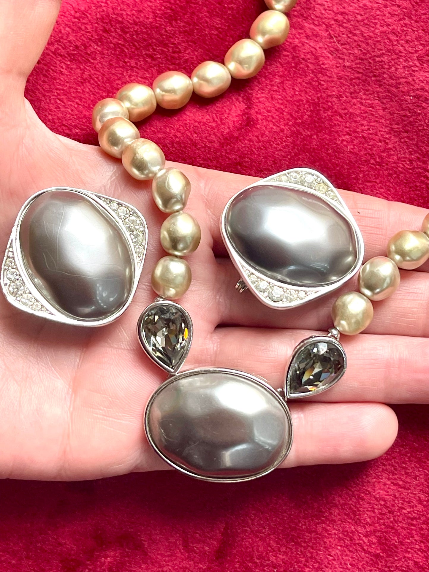 Vintage Yves Saint Laurent Jewelry Set – Necklace & Clip Earrings Late 1970s -80s