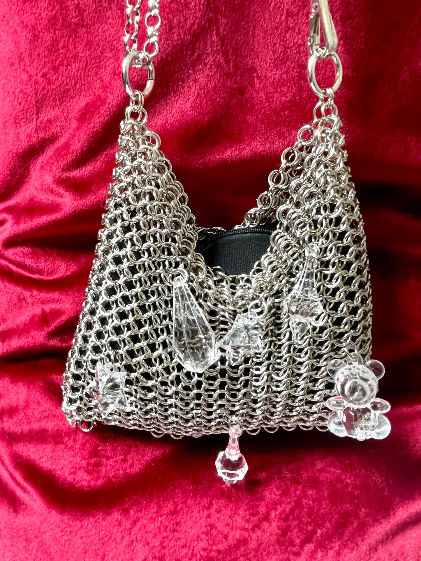 Bolso De Hombro Con Aros De Metal Estilo Paco Rabanne Charms Acrílicos