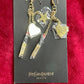 Yves Saint Laurent Beauté Vintage Bag Charms Upcycled Long Chain Earrings – Gold Tone