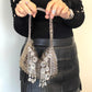 Large Metal Shoulder Bag Crystal Charms Brooches Style Paco Rabanne