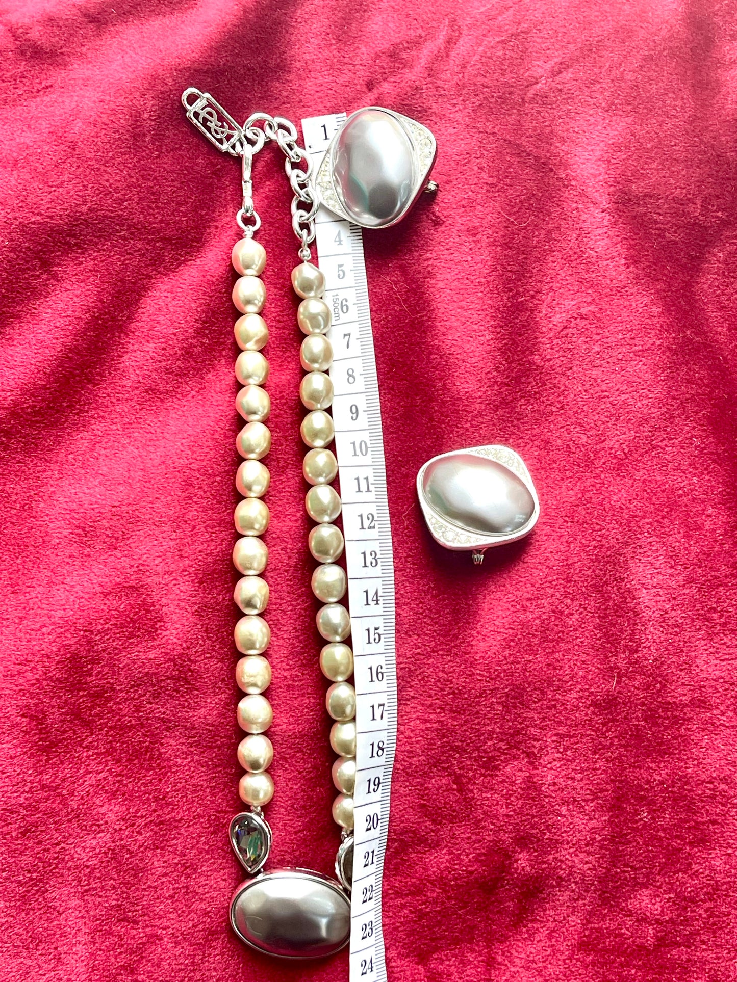 Vintage Yves Saint Laurent Jewelry Set – Necklace & Clip Earrings Late 1970s -80s