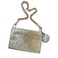 Vintage Paco Rabanne gold metal pixel bag with sun burst Lady Million bag charm 