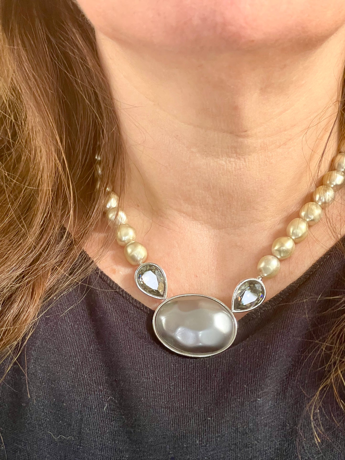 Vintage Yves Saint Laurent Jewelry Set – Necklace & Clip Earrings Late 1970s -80s