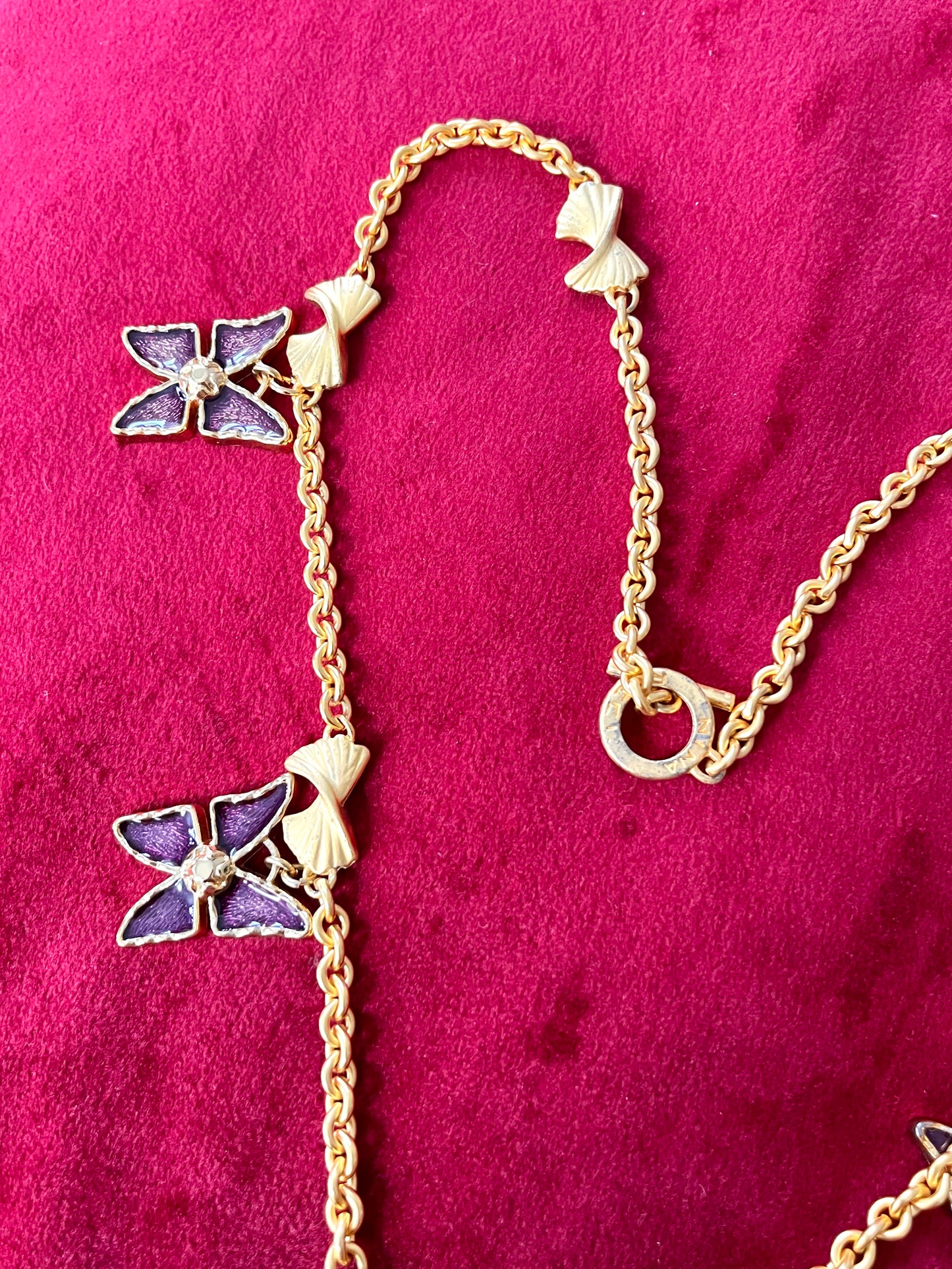 Set of Five Vintage Yves Saint Laurent Pendants on Vintage Nina Ricci Necklace – Rustic Aged Finish