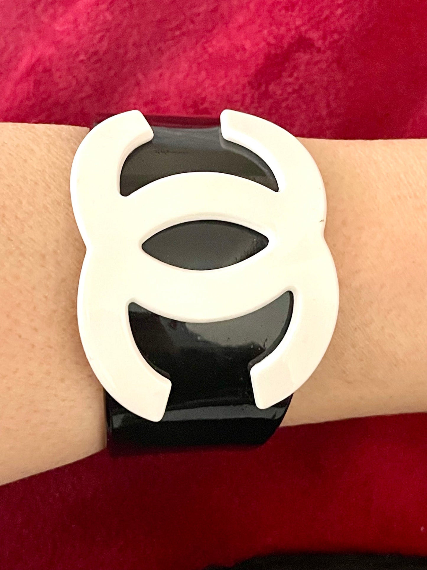 Plastic Chanel Monogram Cuff Bracelet