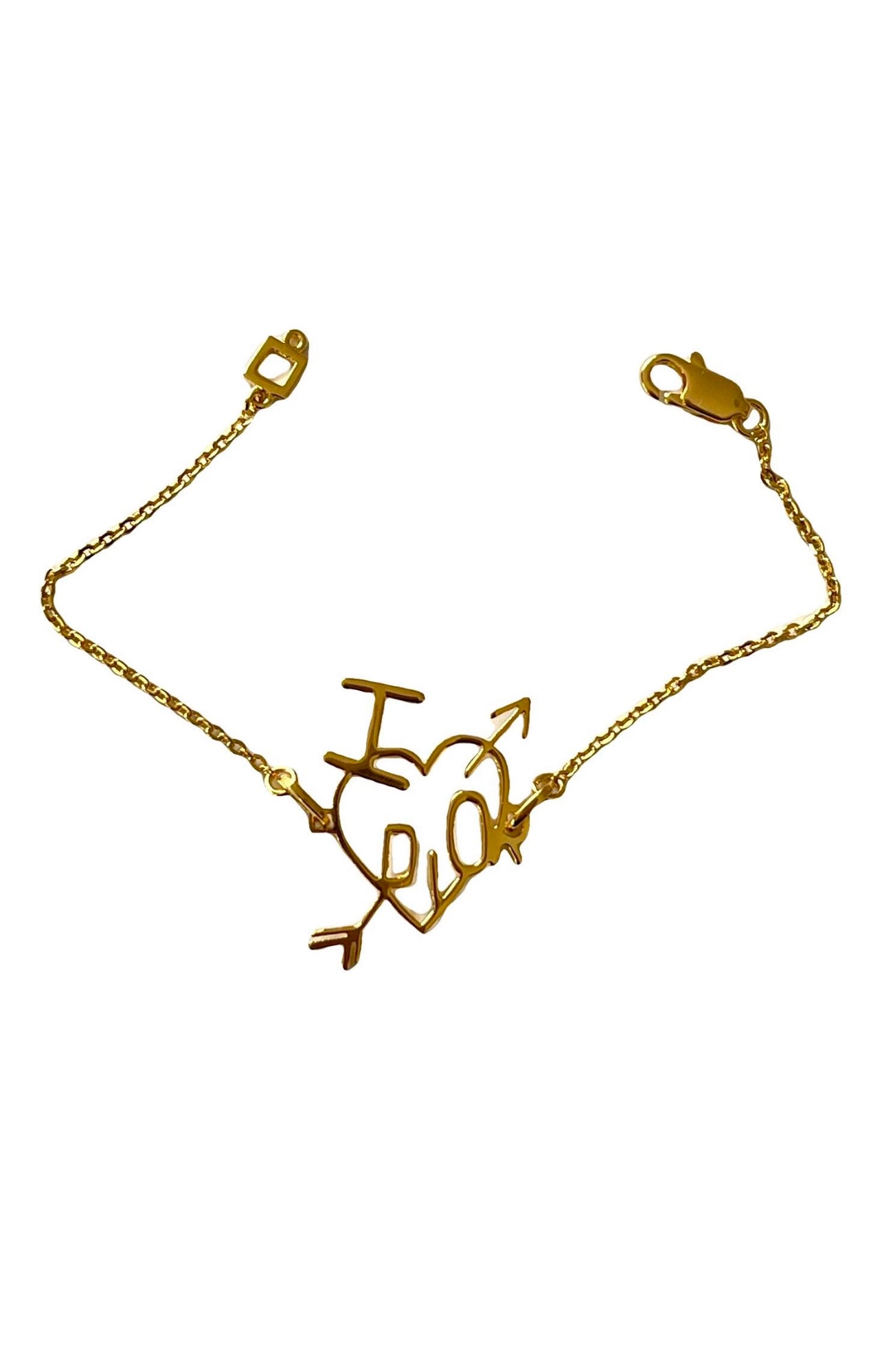 I love Dior authentic vintage gold plated heart charms chain bracelet 