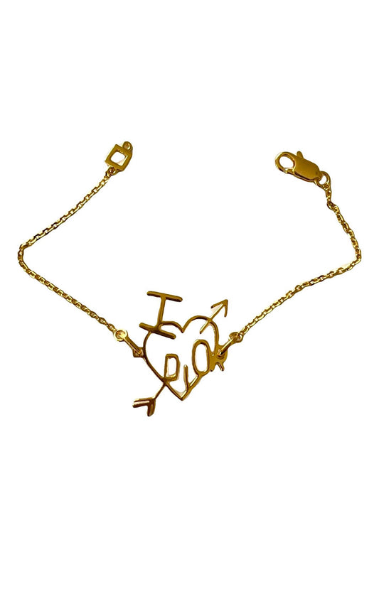 I love Dior authentic vintage gold plated heart charms chain bracelet 