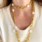 Elegant Gold Plated Jewelry Set Freshwater Pearl Necklace & Drop Earrings Haute Couture Style