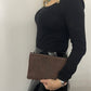 Pochette Dior en daim marron