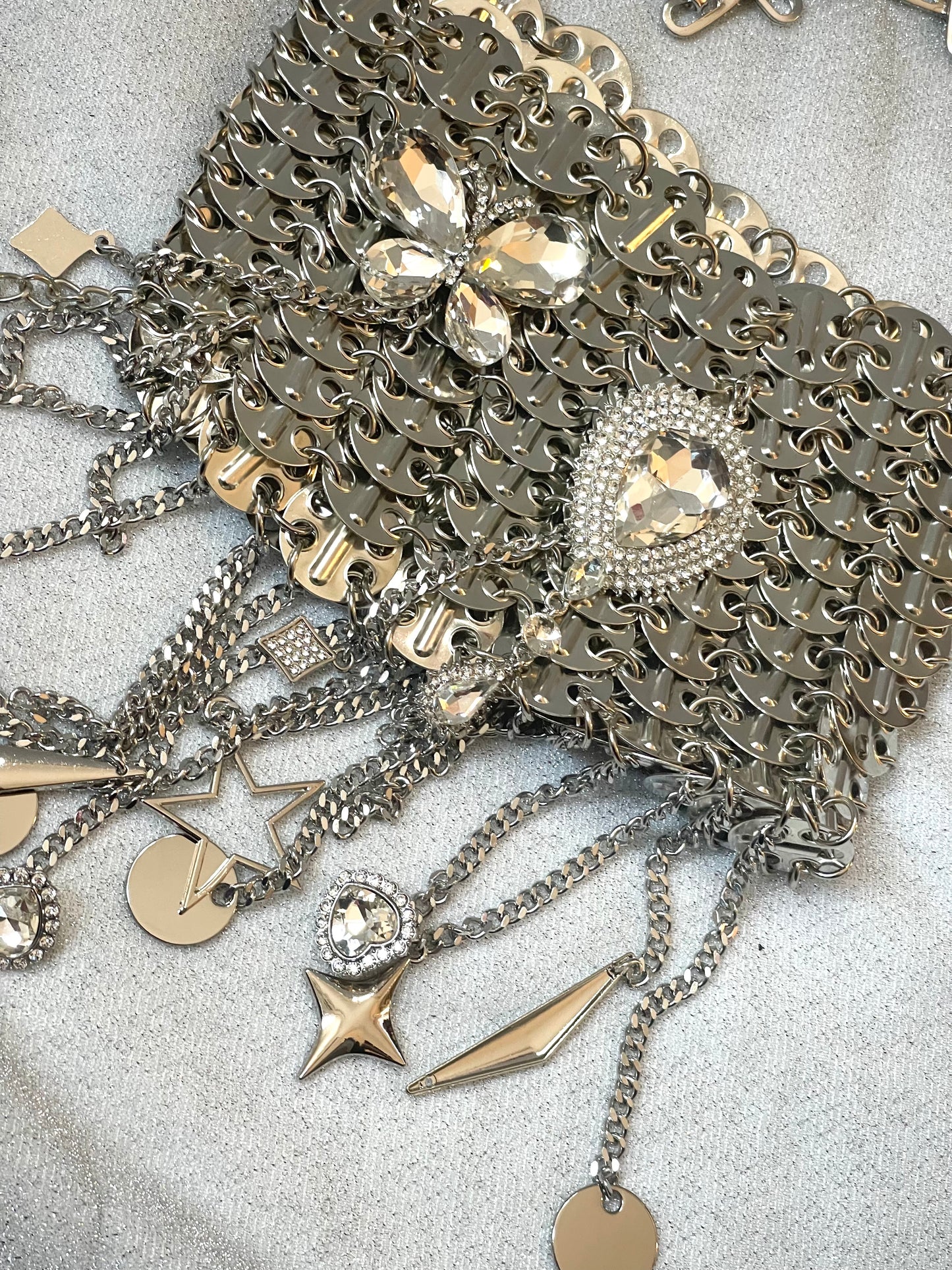 Metal & Dangling Crystal Charms Bag Style Paco Rabanne