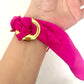 Vintage Dior Pink Silk Scarf & Gold Stainless Steel Bracelet – Customizable Set