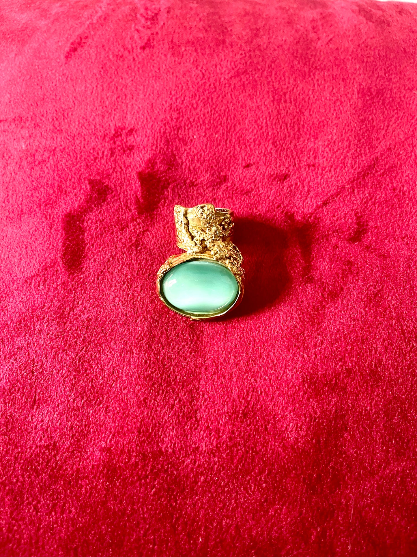 Yves Saint Laurent Vintage Arty Turquoise Tone Gold Metal Ring