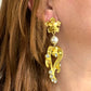 Arty Gold Heart Pearl Rhinestones Earrings Style Vintage Christian Lacroix Yves Saint Laurent