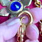 Rare Authentic Vintage Gold Flower Blue Rhinestone Yves Saint Laurent Brooch Pendant