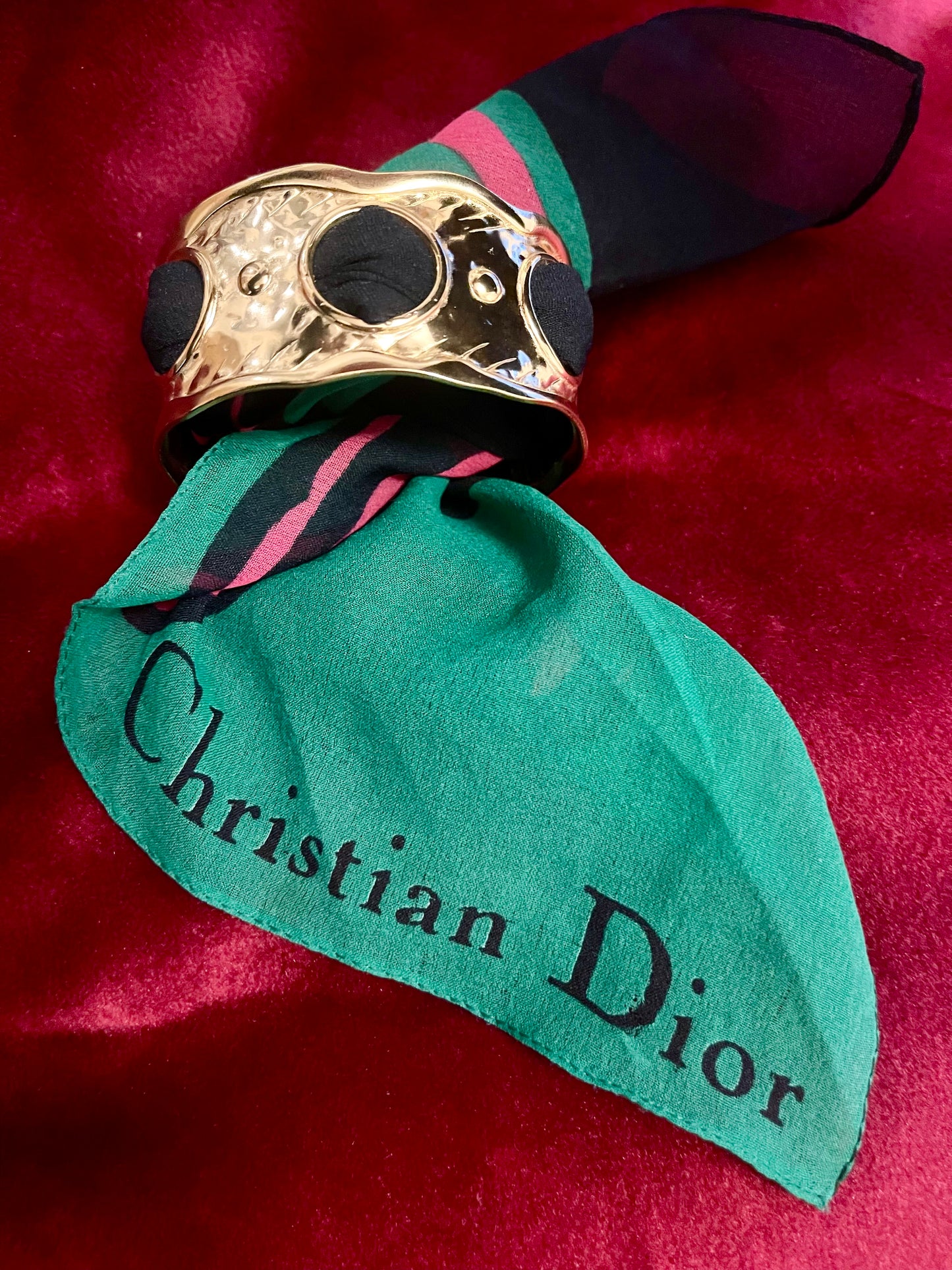 Christian Dior Vintage Scarf Gold Bracelet