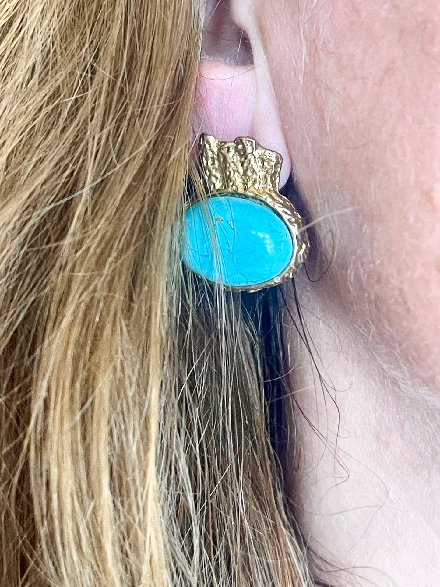 Sac vintage Yves Saint Laurent Arty turquoise et or