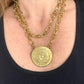 Yves Saint Laurent vintage scarf holder Gold chain necklace worn by model 