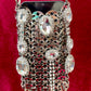 Micro Metal Phone Holder Bag  Removable Crystal Brooches Style Paco Rabanne