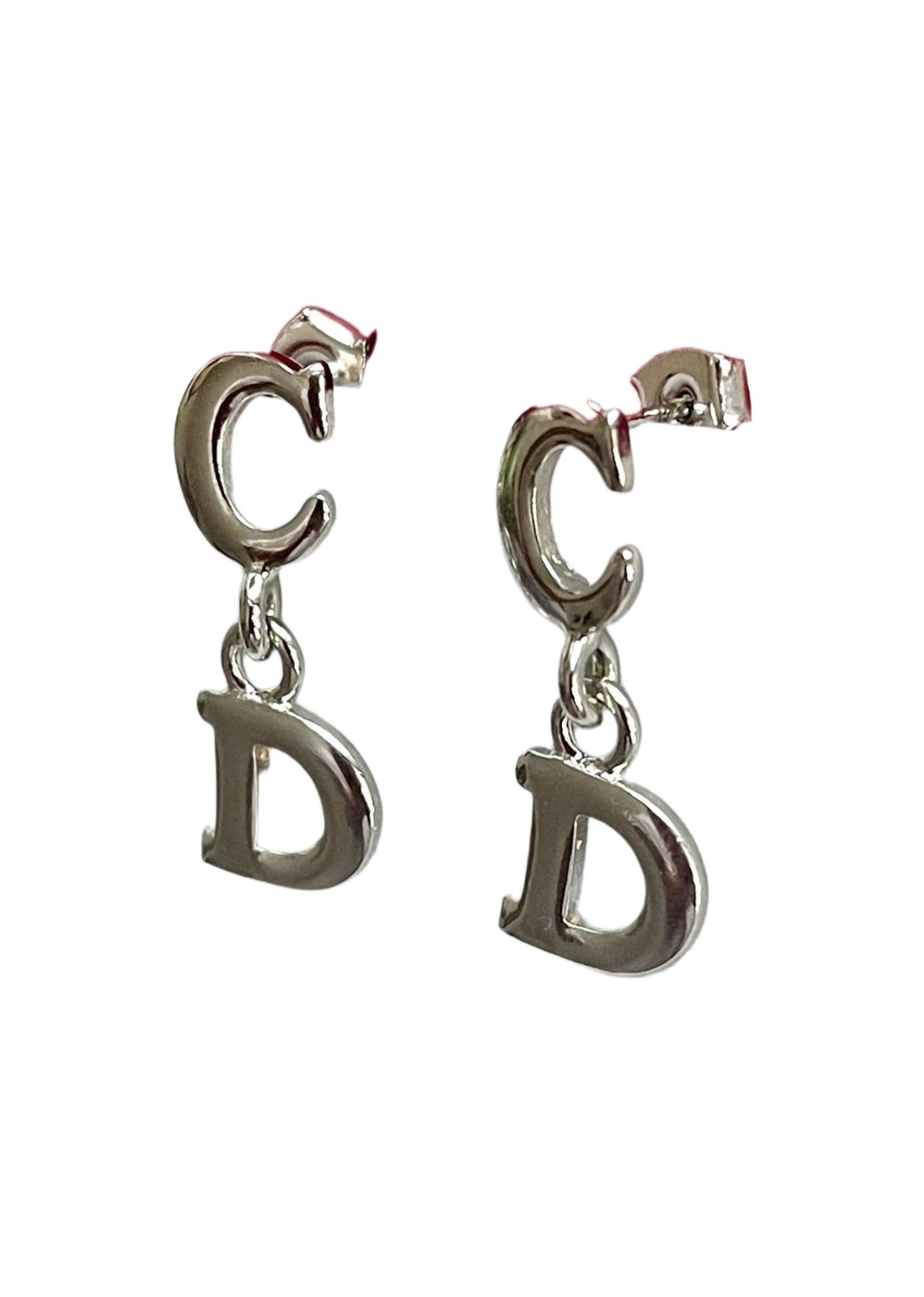 Pendientes vintage Christian Dior chapados en oro blanco de 18 kg