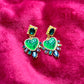 Strong Green Heart Resin Metal Earrings