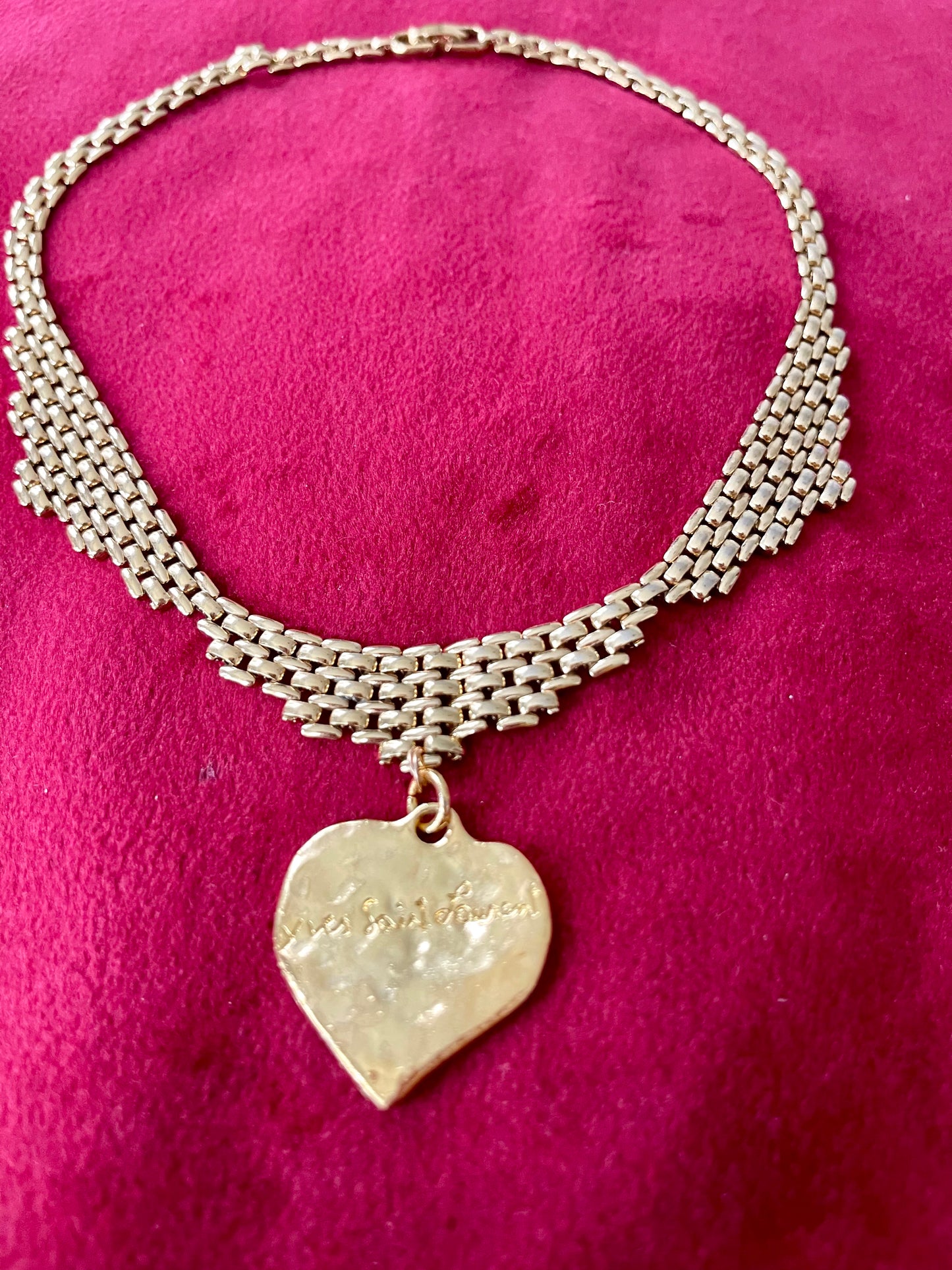 Refurbished18KG Vintage Yves Saint Laurent Love Pendant Monet Necklace