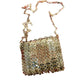 Bolso mini de metal con diseño de brillo dorado Estilo Paco Rabanne