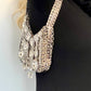 Large Metal Shoulder Bag Crystal Charms Brooches Style Paco Rabanne