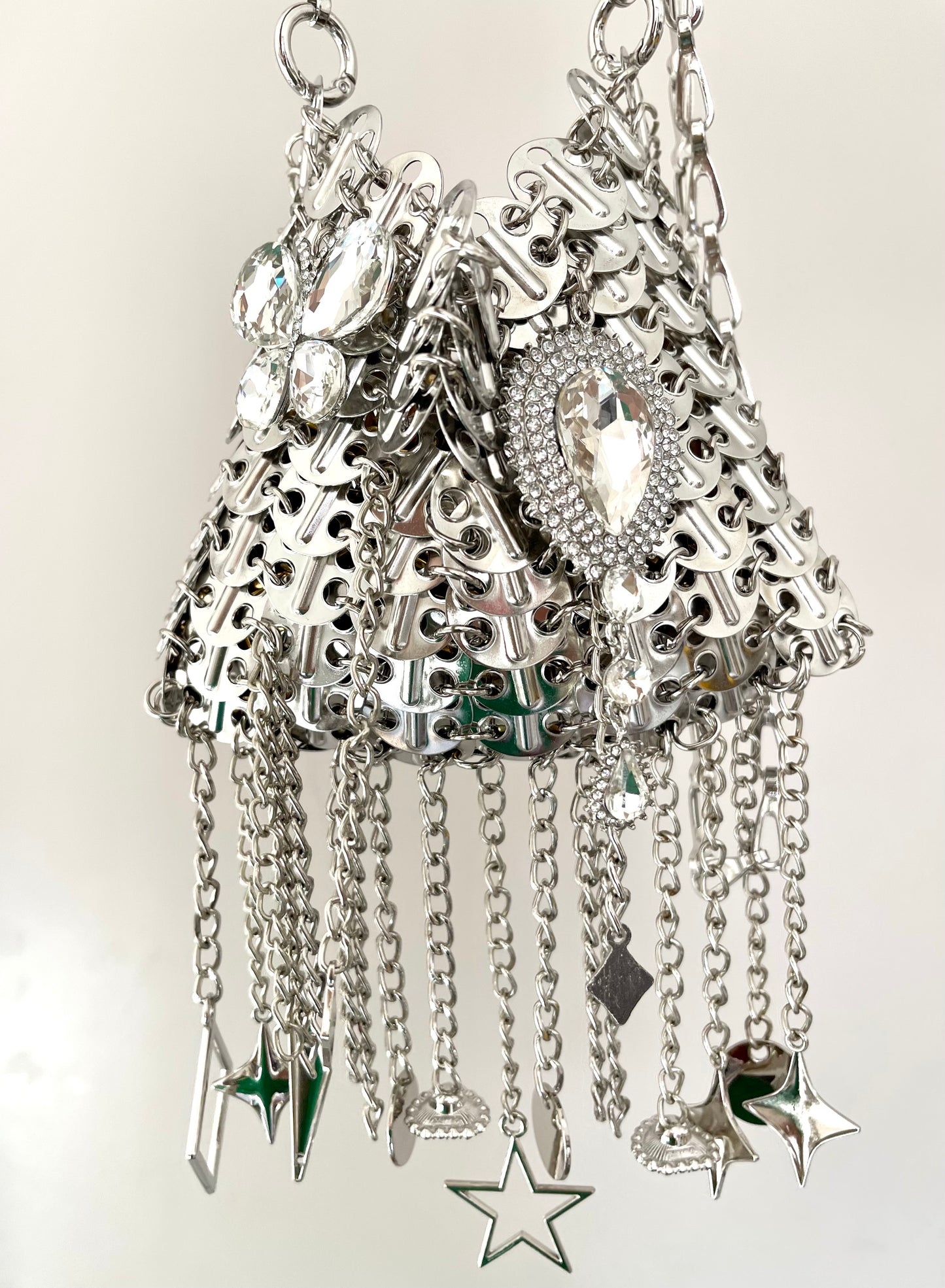 Metal & Dangling Crystal Charms Bag Style Paco Rabanne