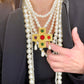 Vintage Statement Faux Pearls Necklace New Cross Pendant