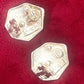 Vintage Yves Saint Laurent Silver Tone Hexagon Logo Clip-On Earrings