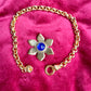 Rare Authentic Vintage Gold Flower Blue Rhinestone Yves Saint Laurent Brooch Pendant