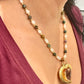 Vintage Yves Saint Laurent Rose Petal Heart Pendant Pearl Necklace