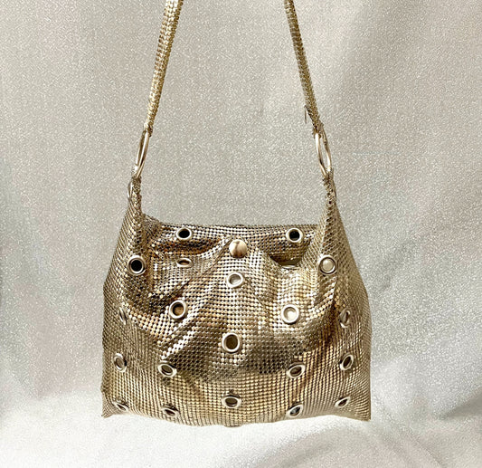 Champagne Pixel Metal Paco Rabanne 80’s Rare Shoulder Bag