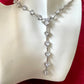 Long Silver Rhinestones Heart Necklace Bracelet Set