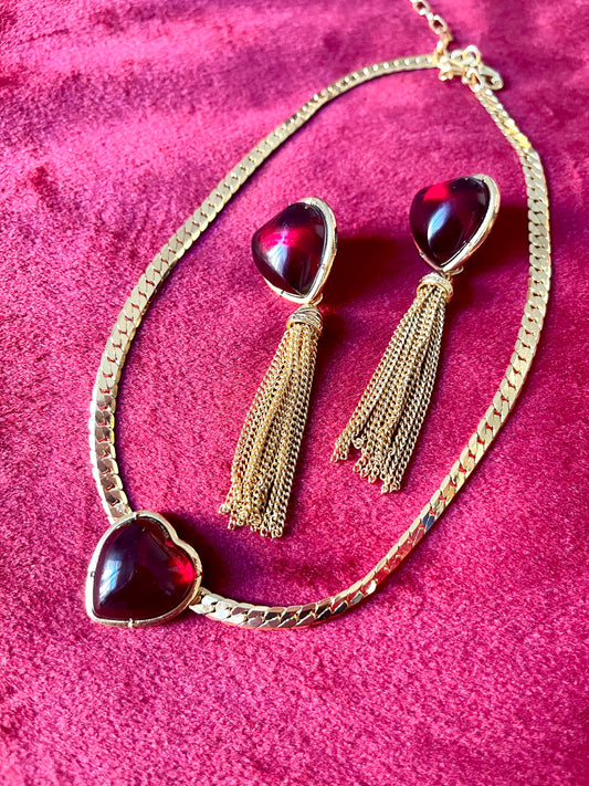 The Red Love Set Pendientes &amp; Collar Love Gift