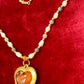 Vintage Yves Saint Laurent Rose Petal Heart Pendant Pearl Necklace