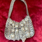 Large Metal Shoulder Bag Crystal Charms Brooches Style Paco Rabanne