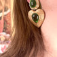 Boucles d'oreilles Tear Drop Gold &amp; Green Remake design vintage