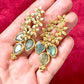 Gold Flower Pendant Earrings Labradorite Stones