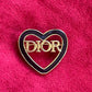 Vintage Black Enamel Dior Heart Brooch