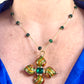 Green Agate Necklace Vintage Cross Design Enameled Jewelry Set Inspiration 90’s Yves Saint Laurent