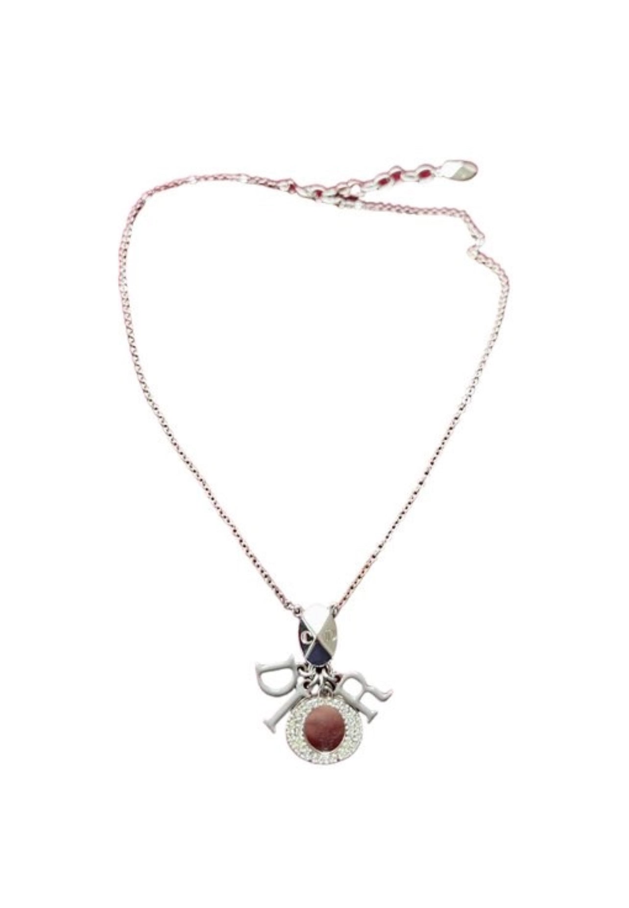 Short Vintage Dior Gourmet Necklace with Grey Enameled Letters