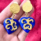 Boucles d'oreilles vintage Yves Saint Laurent Coeurs bleus ton or