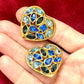 Vintage Yves Saint Laurent Blue Heart Crystal Earrings – Gold Tone