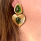 Boucles d'oreilles Tear Drop Gold &amp; Green Remake design vintage