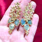 Gold Flower Pendant Earrings Labradorite Stones