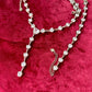 Long Silver Rhinestones Heart Necklace Bracelet Set